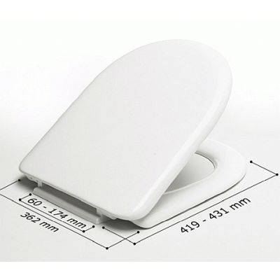 ASIENTO WC MODELO MILOS BLANCO BISAGRAS A-50P ESTOLI ( ACOPLA: CIVIC ALFA BAHIA DOMO SIENA OCEANUS ), TAPAS PARA TAZA TAZAS INODOROS WATER VATER VISAGRAS asientos  Bater W.C. Juego Anclajes anclages De toilet seat