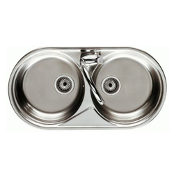 FREGADEROS DE ACERO INOX DE 2 SENOS CIRCULAR